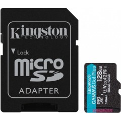 Карта памяти 128Gb Kingston Canvas Go! Plus SDCG3/128GB, SD Micro, SDXC Class 10, UHS-I U3, адаптер