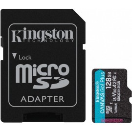 Карта памяти 128Gb Kingston Canvas Go! Plus SDCG3/128GB, SD Micro, SDXC Class 10, UHS-I U3, адаптер