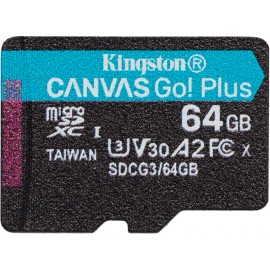 Карта памяти 64Gb Kingston Canvas Go! Plus SDCG3/64GBSP, SD Micro, SDXC Class 10, UHS-I U3