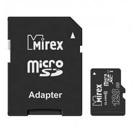 Карта памяти 128Gb Mirex 13613-AD10S128, SD Micro, SDXC Class 10, UHS-I U1, переходник