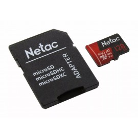 Карта памяти 128Gb Netac P500 Extreme Pro NT02P500PRO-128G-R, SD Micro, SDXC Class 10, UHS-I U3, переходник