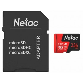 Карта памяти 256Gb Netac P500 Extreme Pro NT02P500PRO-256G-R, SD Micro, SDXC Class 10, UHS-I U3, переходник