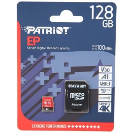 Карта памяти 128Gb Patriot PEF128GEP31MCX, SD Micro, SDXC Class 10, UHS-I U3, переходник