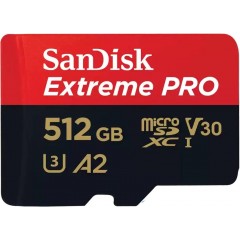 Карта памяти 512Gb SanDisk Extreme PRO SDSQXCD-512G-GN6MA, SD Micro, SDXC Class 10, UHS-I U3 + адаптер
