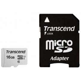 Карта памяти 16Gb Transcend 300S TS16GUSD300S-A, SD Micro, SDHC, Class10 UHS-I U1 + адаптер