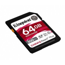 Карта памяти 64Gb Kingston Canvas React Plus SDR2/64GB, SD, SDXC Class 10, UHS-II U3
