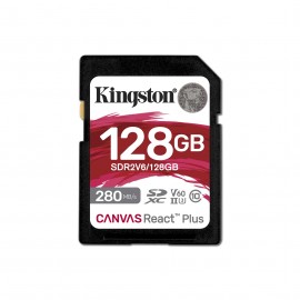 Карта памяти 128Gb Kingston Canvas React Plus SDR2V6/128GB, SD, SDXC Class 10, UHS-II U3