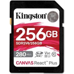 Карта памяти 256Gb Kingston Canvas React Plus SDR2V6/256GB, SD, SDXC Class 10, UHS-II U3