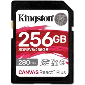 Карта памяти 256Gb Kingston Canvas React Plus SDR2V6/256GB, SD, SDXC Class 10, UHS-II U3