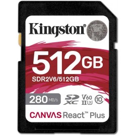 Карта памяти 512Gb Kingston Canvas React Plus SDR2V6/512GB, SD, SDXC Class 10, UHS-II U3