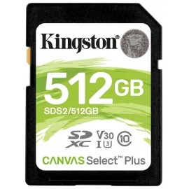Карта памяти 512Gb Kingston Canvas Select Plus SDS2/512GB, SD, SDXC Class 10, UHS-I U3