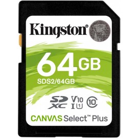 Карта памяти 64Gb Kingston Canvas Select Plus SDS2/64GB, SD, SDXC Class 10, UHS-I U1