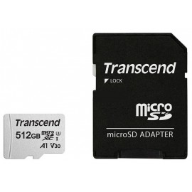 Карта памяти 512Gb Transcend 300S TS512GUSD300S-A, SDXC Class 10, UHS-I U3 + адаптер