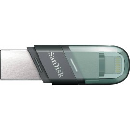 128Gb SanDisk iXpand Flip SDIX90N-128G-GN6NE, USB3.1 + Lightning, Silver/Green