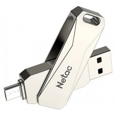 32Gb Netac U782C NT03U782C-032G-30PN, USB3.0 + USB Type-C, Silver