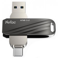32Gb Netac US11 NT03US11C-032G-32BK, USB3.2 + USB Type-C, Silver/Black