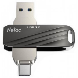 32Gb Netac US11 NT03US11C-032G-32BK, USB3.2 + USB Type-C, Silver/Black