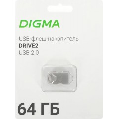 64Gb Digma DRIVE2 DGFUM064A20SR, USB2.0, Silver