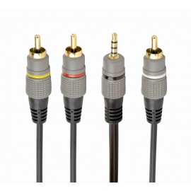 Кабель Jack3.5 4pin (M) - 3xRCA (M) Gembird/Cablexpert CCAP-4P3R-1.5M, 1.5м, черный