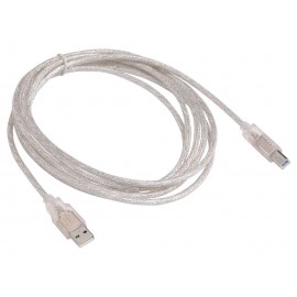 Кабель USB2.0 (AM) - USB2.0 (BM), 3м, Buro USB2.0-AM/BM-3-TRANS, прозрачный