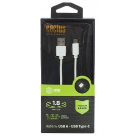 Кабель USB (M) - USB Type-C (M), 1.8м, Cactus CS-USB.A.USB.C-1.8, белый