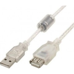 Кабель удлинитель USB2.0 (M) - USB2.0 (F), 2м, Gembird/Cablexpert CCF-USB2-AMAF-TR-2M, прозрачный
