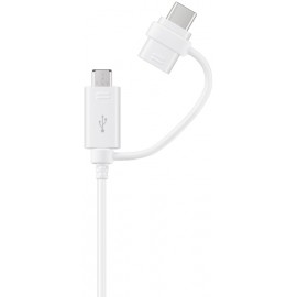 Кабель USB2.0 (M) - microUSB2.0 + USB2.0 Type-C (M), 1.5м, Samsung EP-DG930DWEGRU, White