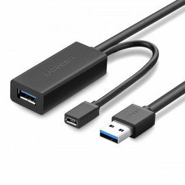 Кабель USB3.0 (M) - USB3.0 (F) + microUSB2.0 (F), 10м, UGREEN US175 20827, Black