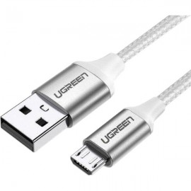 Кабель USB2.0 (M) - microUSB2.0 (M), 1.5м, Ugreen US290 60152, белый, оплетка