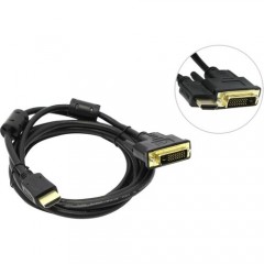 Кабель HDMI (19M) - DVI-D (25M), 2м, фильтры, 5bites APC-073-020, черный