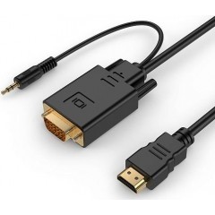 Кабель HDMI (19M) - D-SUB (15M) + Jack3.5 (M), 10м, Gembird/Cablexpert A-HDMI-VGA-03-10M