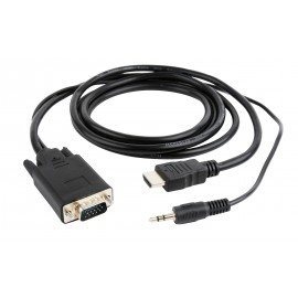 Кабель HDMI (19M) - D-SUB (15M) + Jack3.5 (M), 5м, Gembird/Cablexpert A-HDMI-VGA-03-5M