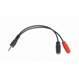 Кабель адаптер Jack3.5 4pin (M) - 2xJack3.5 (F) Gembird/Cablexpert CCA-417, 0.2м, черный