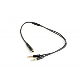 Кабель адаптер 2xJack3.5 (M) - Jack3.5 4pin (F) Gembird/Cablexpert CCA-418M, 0.2м, черный