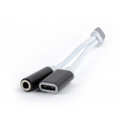 Кабель адаптер USB Type-C (M) - Jack3.5 + USB Type-C (F) Gembird/Cablexpert CCA-UC3.5F-02, 0.15м