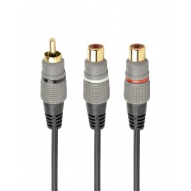 Кабель разветвитель RCA (M) - 2xRCA (F) Gembird/Cablexpert CCAP-RCAM2F-0.2M, 0.2м, черный/серый