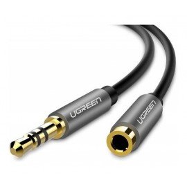 Кабель удлинитель Jack3.5 (M) - Jack3.5 (F), 1м, Ugreen AV118 10592 серый/черный