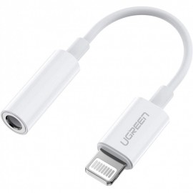 Кабель адаптер Lightning (M) - Jack3.5 (F) Ugreen US212 30759, 0.07м, белый