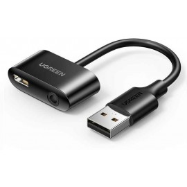 Кабель адаптер USB2.0 (M) - Jack3.5 + USB2.0 Type-C (F) Ugreen CM397 80897, Black