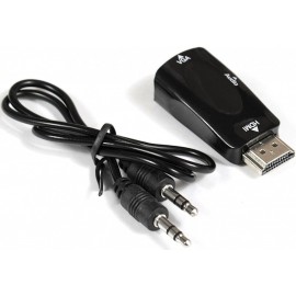 Переходник HDMI (M) - VGA (F) + Jack3.5 ExeGate EX-HDMIM-VGAF-C EX284927RUS, черный