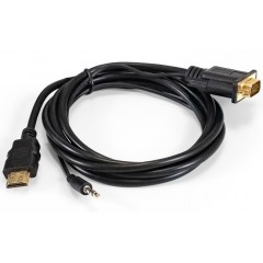 Переходник HDMI (M) - VGA (M) + Jack3.5 ExeGate EX-HDMIM-VGAM-3.5JackS-1.8 EX294719RUS, черный