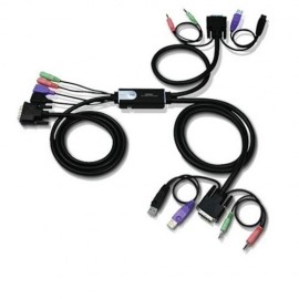 Переключатель ATEN CS-62DUZ-AT, 2 port KVM, (клавиатура USB + мышь USB+DVI), кабели
