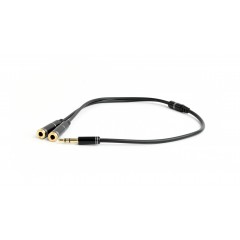 Кабель разветвитель Jack3.5 (M) - 2xJack3.5 (F) Gembird/Cablexpert CCA-415M-0.1M, 0.1м, черный