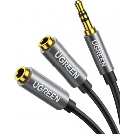 Кабель разветвитель Jack3.5 (M) - 2xJack3.5 (F), Ugreen AV123 10532, 0.5м, Black