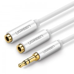 Кабель разветвитель Jack3.5 (M) - 2xJack3.5 (F), Ugreen AV134 10739, 0.25м, белый