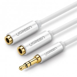Кабель разветвитель Jack3.5 (M) - 2xJack3.5 (F), Ugreen AV134 10739, 0.25м, белый