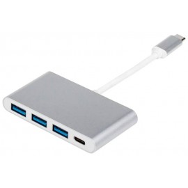 Разветвитель USB Type-C ATcom AT2808, серебристый, Type-C (M) - Type-C (F) + 3xUSB3.0 (F)