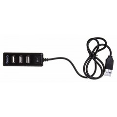 Разветвитель USB2.0 Buro BU-HUB4-0.5L-U2.0, черный