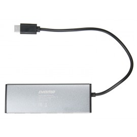 Разветвитель USB Type-C Digma HUB-4U2.0-UC-DS, серебристый