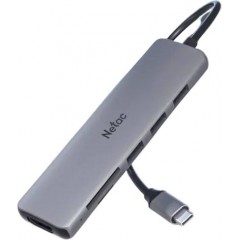 Разветвитель Netac WF14 NT08WF14-30GR, Type-C to USB3.0*3+HDMI+mSD/SD 2.0